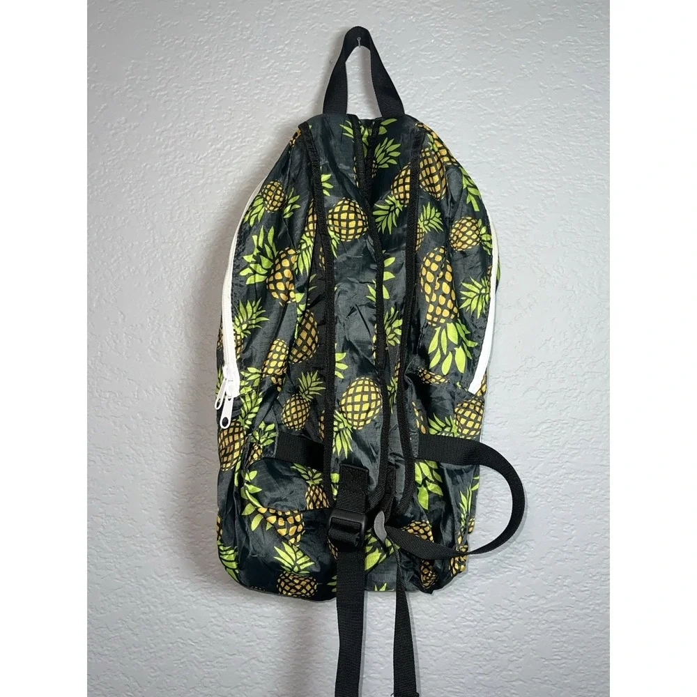 KAVU Convertible Backpack Bag Pineapple Print Green Zip Strap